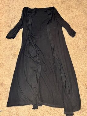 Women's Black Long Satin Robe